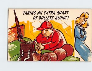 Postcard Taking an Extra Quart of Bullets Along? Men & Women Packing Art Print