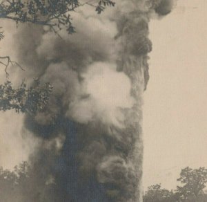 RPPC 1911 Burning oil well section 12 Cleveland Oklahoma photo postcard C437 