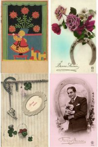 HORSESHOES BONHEURS NEW YEAR GREETINGS 277 Vintage Postcards (L2337)