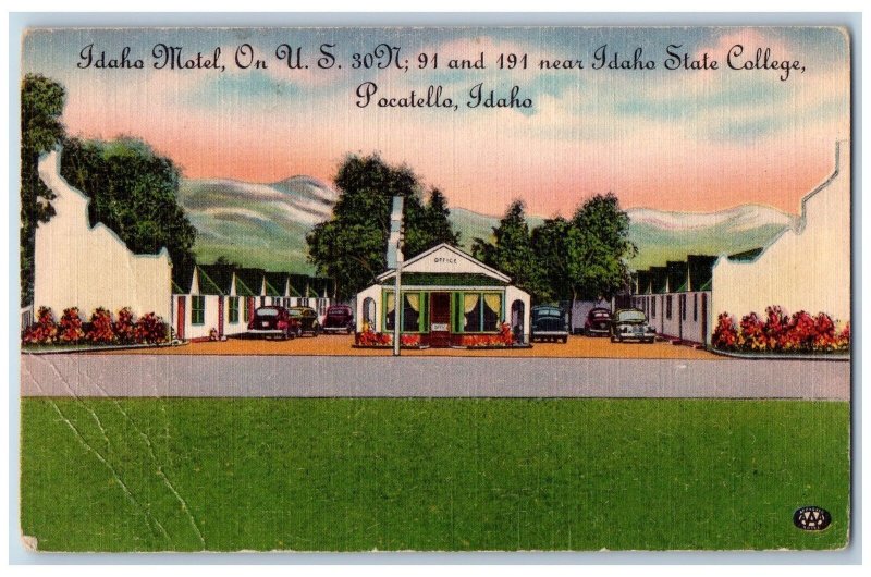 c1940 Idaho Motel & Restaurant Near Idaho State College Pocatello Idaho Postcard