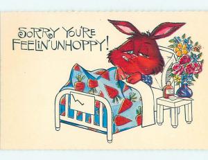Pre-1980 HUMANIZED BUNNY RABBIT SICK IN BED WITH THERMOMETER HL3564