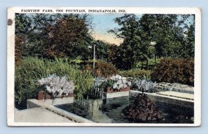 Fairview Park Fountain Indianapolis Indiana IN WB Postcard  L16