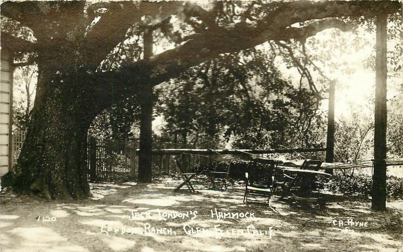 c1920 RPPC Jack London's Hammock, London Ranch, Glen Ellen CA Sonoma County