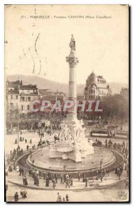 Postcard Old Marseille Cantini fountain Place Castellane