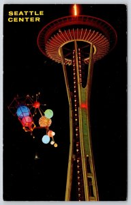 Vintage Postcard 1972 Space Needle at Night Unique Sights at Seattle Center W.A.