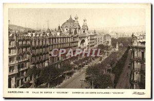 Old Postcard Barcelona Calle de Cortes y Coliseum