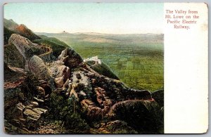 Vtg California CA The Valley From Mt Lowe Pacific Electric Railway View Postcard