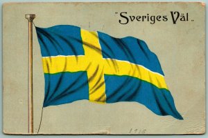 Sveriges Val Sweden Flag Blue Gold Postcard Svenska Folket 1915 Postcard H8