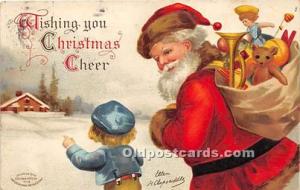 Santa Claus Christmas Artist Clapsaddle 1908 light postal marking on front