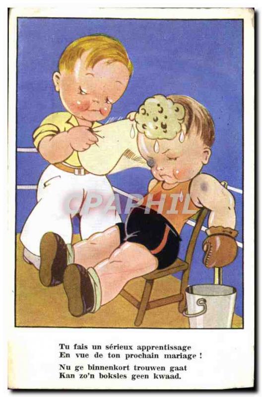 Old Postcard Boxing Children