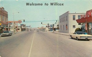 Wilcox  Arizona Autos Hwy thru City Standard Gas Flag Schaaf Postcard 21-10853