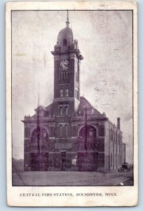 1907 Rochester Minnesota Vintage Postcard Central Fire Station Building Posted