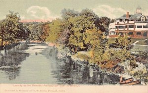 RIVERTON MAINE~LOOKING UP THE BEAUTIFUL PENOBSCOT RIVER~1900s POSTCARD