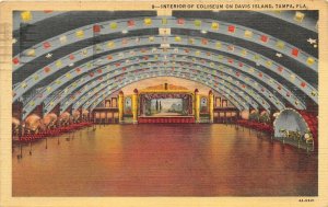 Tampa Florida 1946 Postcard Interior of Coliseum on Davis Island