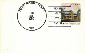 FORT HOOD TEXAS ~FIDDLERS GREEN STAMP DAY~1980 POSTCARD