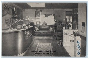 1919 Lobby Of The Ideal Hotel Excelsior Springs Missouri MO Antique Postcard