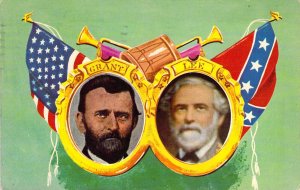 Chrome Era, Civil War,  Lee and Grant  , Old Postcard