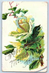 Mullan Idaho ID Postcard Greetings Flower Glitter Embossed c1910 Vintage Antique