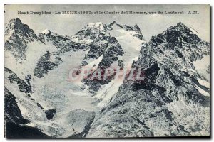 Old Postcard Dauphine in 3987 and Meije Glacier Human view Lautaret