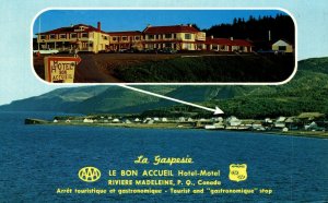 Canada Gaspe Peninsula Le Bon Accueil Hotel Motel Chrome Postcard 08.68