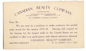 Advertising Postcard Canadian Realty Company 1917-18