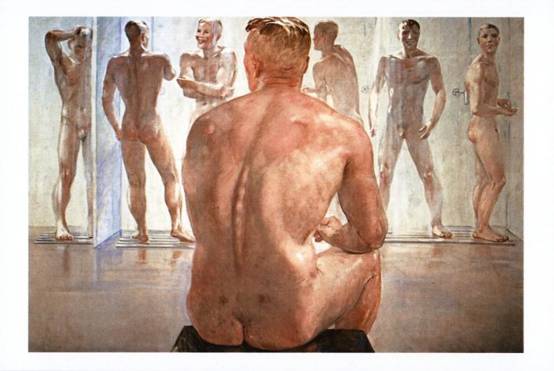 After battle by Deyneka Nude Man Gay Socialist Realism Fine Art Russian Postcard