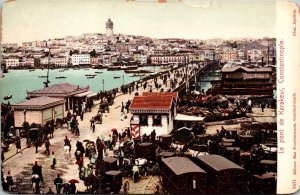 The Karakeui Bridge Constantinople Turkey Postcard UND