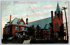 Ottumwa Iowa~Catholic Church~PM 1908~Publ AC Bosselman & Co~Vintage Postcard