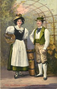 Vintage Postcard Couple in Swiss Ethnic Costume Waadtlander Trachten Vaudois