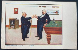 Mint Color Picture Postcard Billiard Scene Kiss