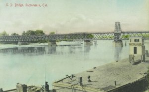 C.1910 S. P. Bridge, Sacramento, Cal. Hand Tinted Postcard F88