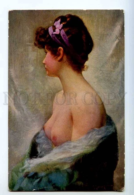 249248 PENOT Semi-nude young girl Vintage russian Lapin SALON