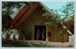 Postcard GA Covington Bert Adams Boy Scout Reservation Trading Post Shelter S3