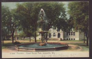 Fountain,Court House Park,Janesville,WI Postcard 