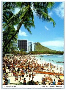 c1970's View Of Canoe Racing 4th Of July In Hawaii HI Posted Vintage Postcard