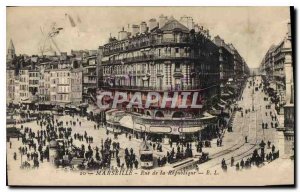 Old Postcard Marseille Rue de la Republique Tramway