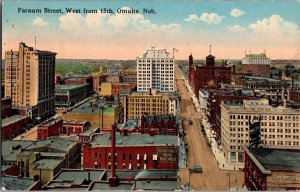 View of Farnam Street West from 15th, Omaha NE Vintage Postcard L49