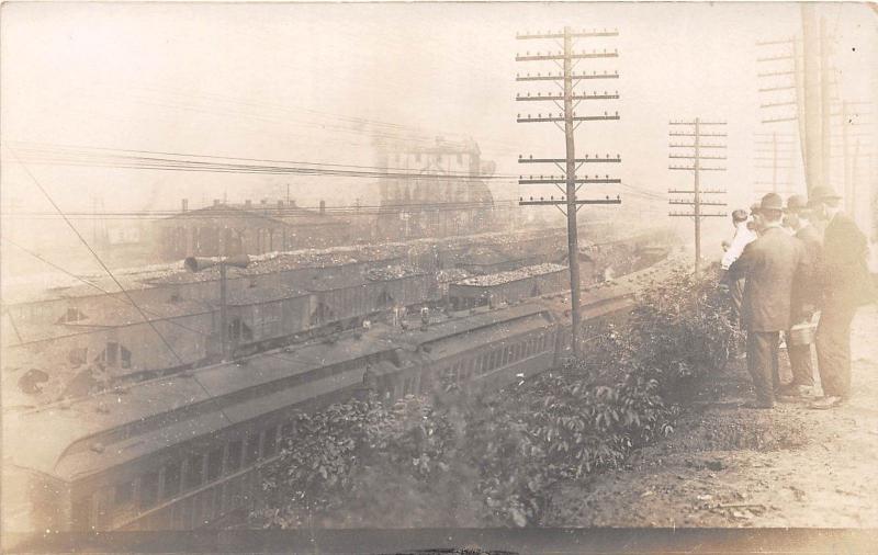 E28/ Occupational Photo RPPC Postcard c1910 Railroad Coal Cars Factory Men  36