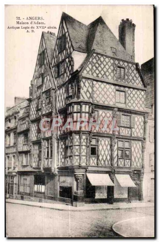 Old Postcard Angers House of Adam Antique Logls From XVII stecle