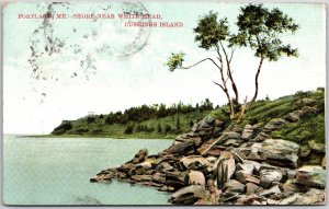 1910's Shore Near Whitehead Cushing's Island Portland Maine ME Posted Postcard