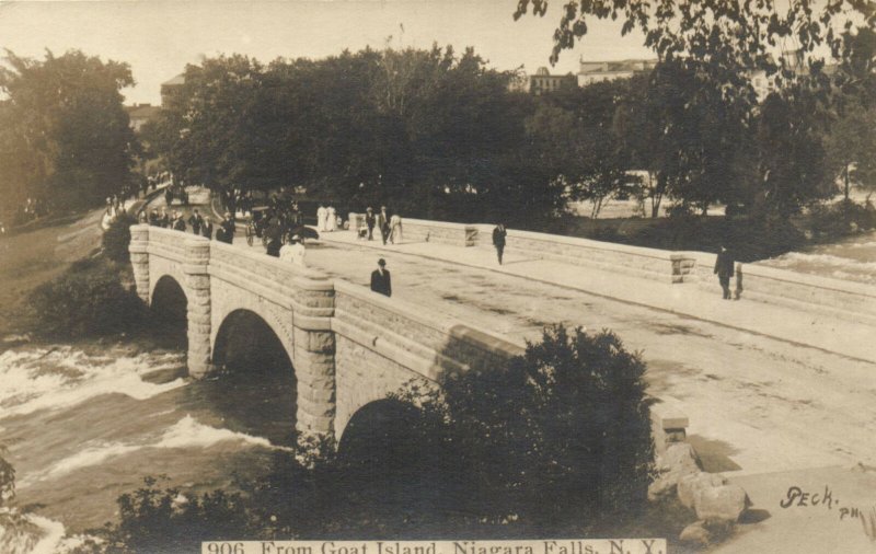 PC CPA US, NY, NIAGARA FALLS, GOAT ISLAND, VINTAGE REAL PHOTO POSTCARD (b8237)