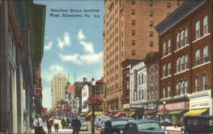 Allentown Pennsylvania PA Street Scene Cars Linen 1930s-50s Linen Postcard