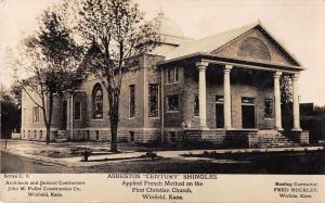 Winfield Kansas First Christian Church Real Photo Antique Postcard J54603