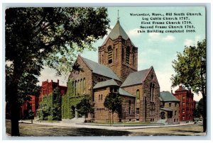 1910 Old South Church Scene Street Worcester Massachusetts MA Antique Postcard