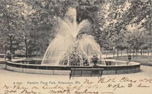 MILWAUKEE WISCONSIN~FRANKLIN PLACE PARK FOUNTAIN-ROTOGRAPH PHOTO 1906 POSTCARD