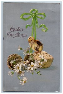 Bording Shoft Maryland MD Postcard Easter Greetings Daisy Flowers Chick 1909