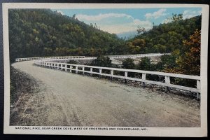 Vintage Postcard 1920 National Pike, Bear Creek Cove, Frostburg-Cumberland, MD