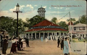 Rocky Point Rhode Island RI Merry Go Round Carousel Amusement Park c1910 PC