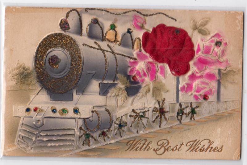 Best Wishes - Steam Engine with Silk Flower