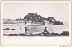 Men fishing , Souvenir de CORFU , Greece - Citadelle du Sud , 1890s